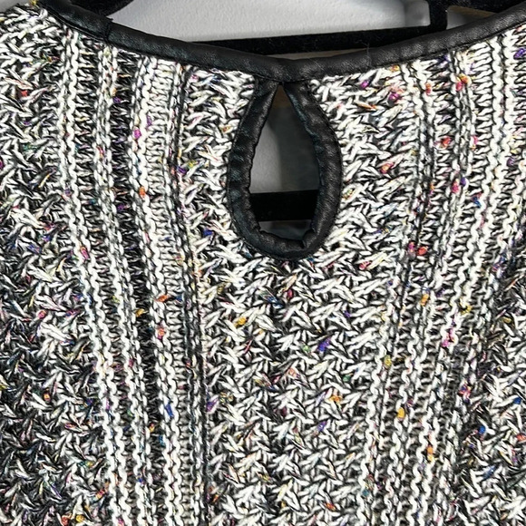 KATSUMI Ribbed Drop Shoulder Knit Sweater Black Mix Leather Trim Mobwife M/L - Picture 6 of 11